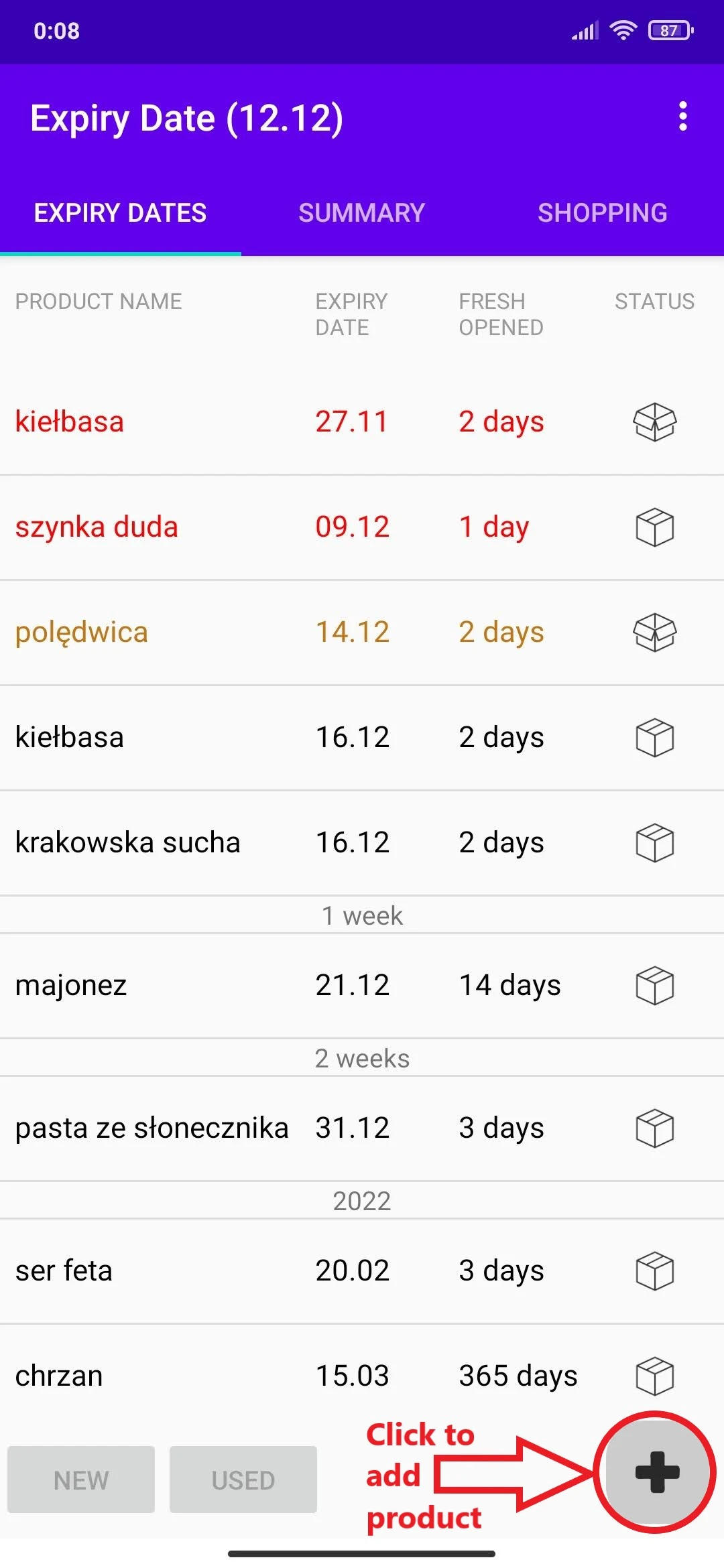 Expiry Date screenshot