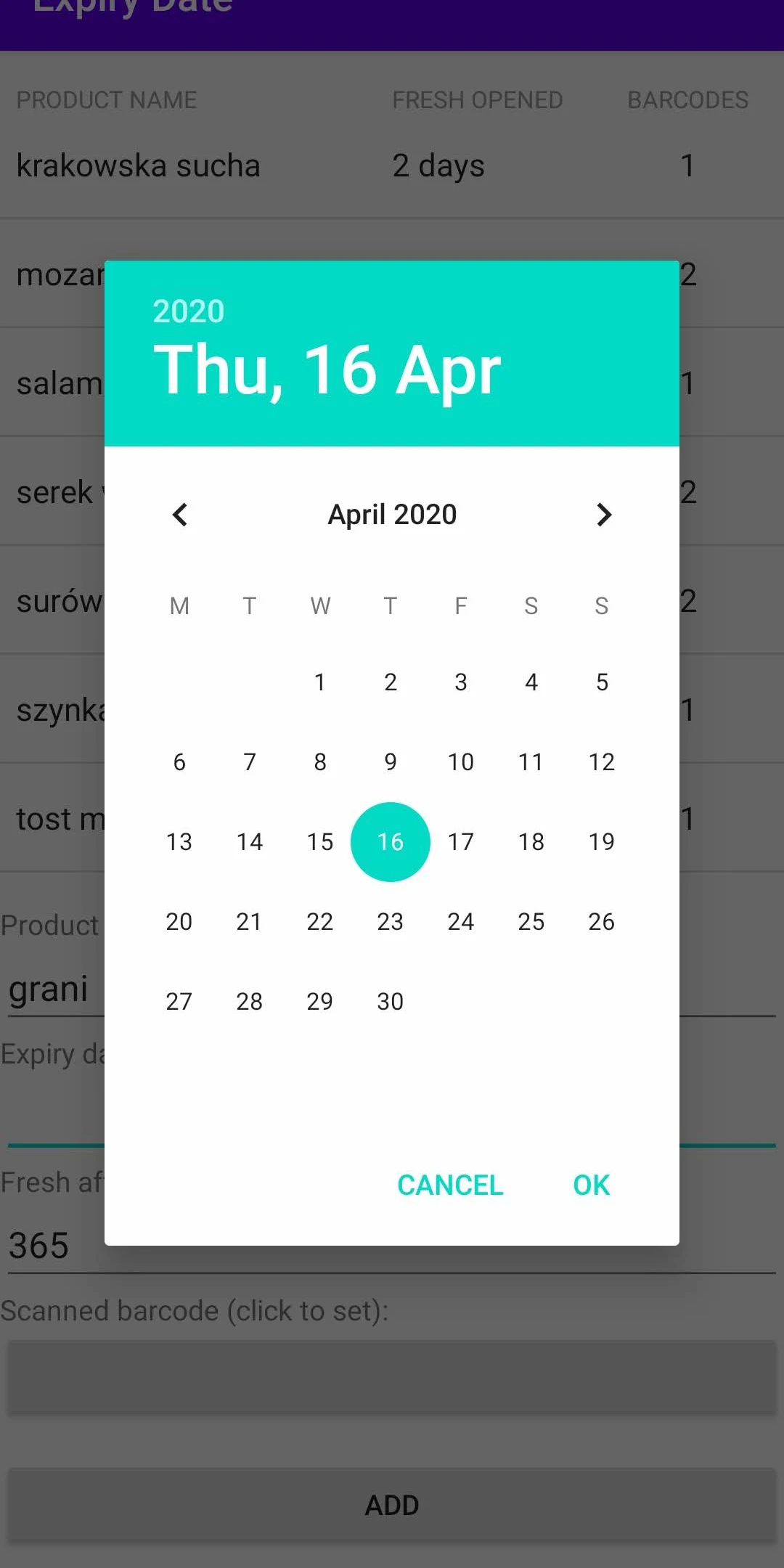 Expiry Date screenshot